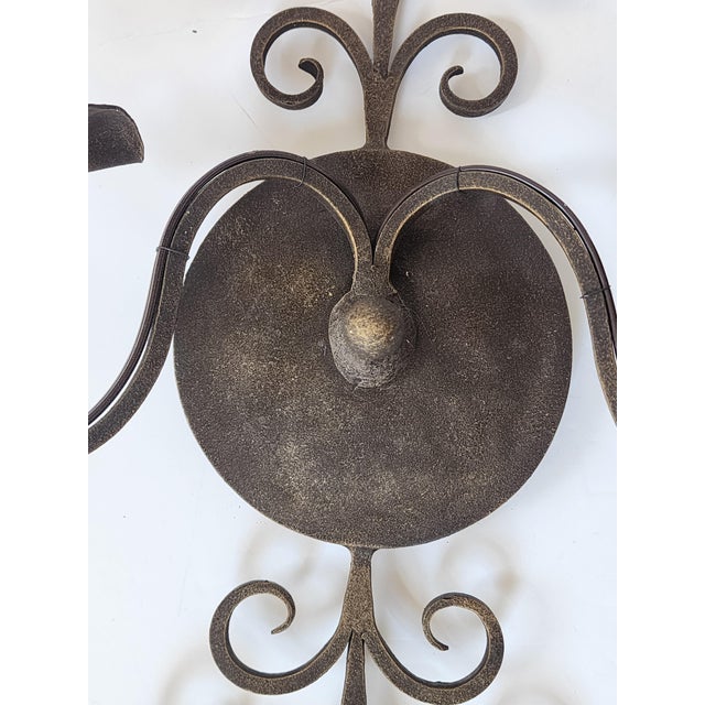 Metal Vintage Wrought Iron Wall Sconces-a Pair For Sale - Image 7 of 12