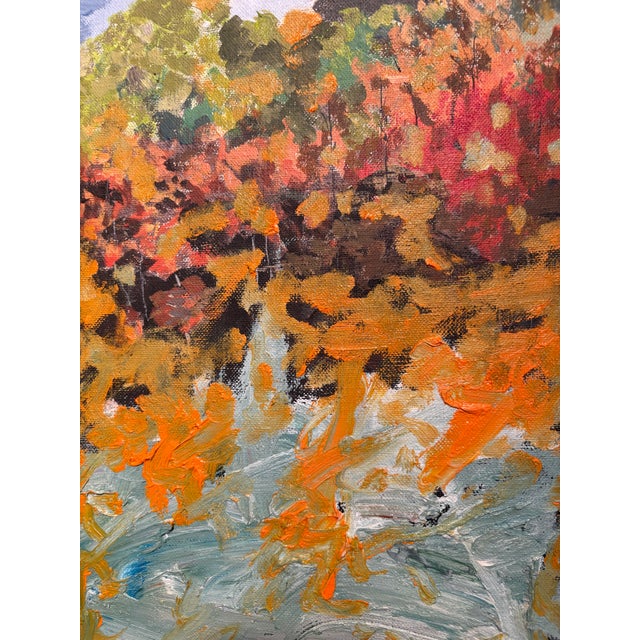 Lovely, vintage oil painting on board impressionistic style. Vintage wood frame unsigned.