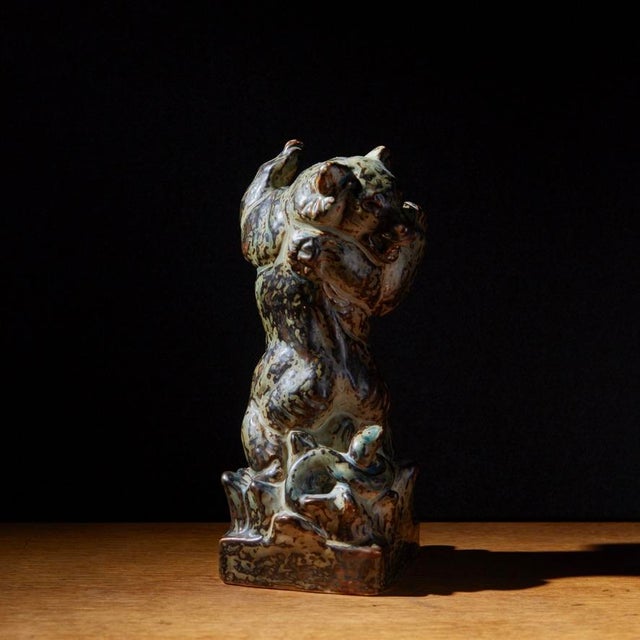 Mid-Century Modern Ceramic Bear Sculpture by Knud Kyhn for Royal Copenhagen, 1952 For Sale - Image 3 of 13