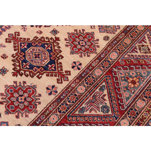 Southwestern Super Kazak Ivory/Red Wool Rug - 8'8'' X 12'4'' For Sale In New York - Image 6 of 10