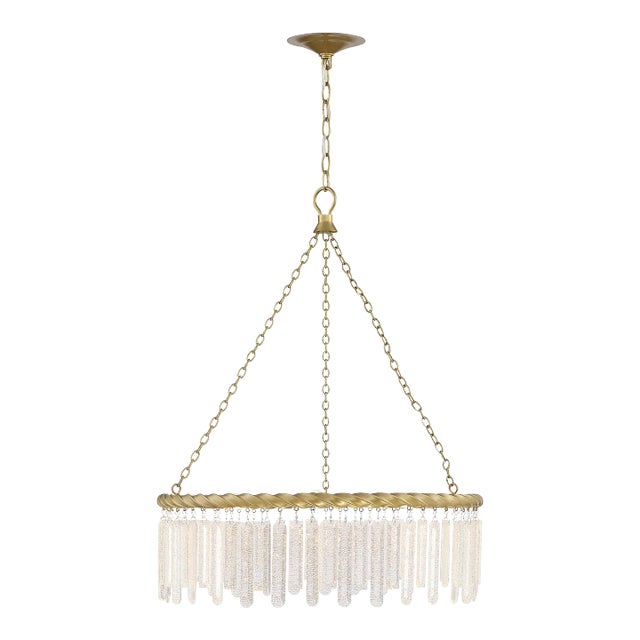Reverie Brass and Crystal 3-Light Circular Contemporary Chandelier For Sale