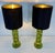 Italian Green Emerald Murano Glass Discs and Brass Lamps with Black Lampshades, 2000s, Set of 2 For Sale - Image 3 of 15