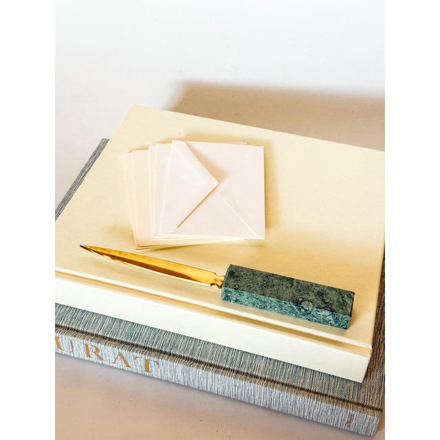 Vintage Green Marble and Brass Letter Opener For Sale - Image 11 of 12