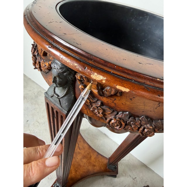 Theodore Alexander Neoclassical Style Carved Mahogany Plant Stands – A Pair For Sale - Image 10 of 12