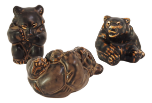 Stoneware Bear Figurines by Knud Kyhn for Royal Copenhagen, 1940s, Set of 3