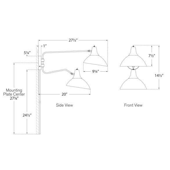 Modern AERIN for Visual Comfort Signature Charlton Medium Double Wall Light in Black For Sale - Image 3 of 3