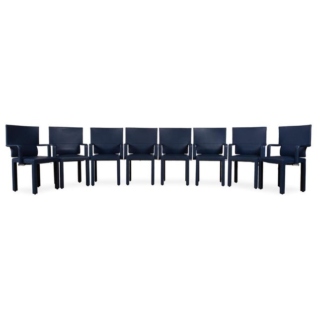 Arcadia Arcona Chairs in Blue Leather from B&B Italia / C&B Italia, Set of 8 For Sale - Image 14 of 15