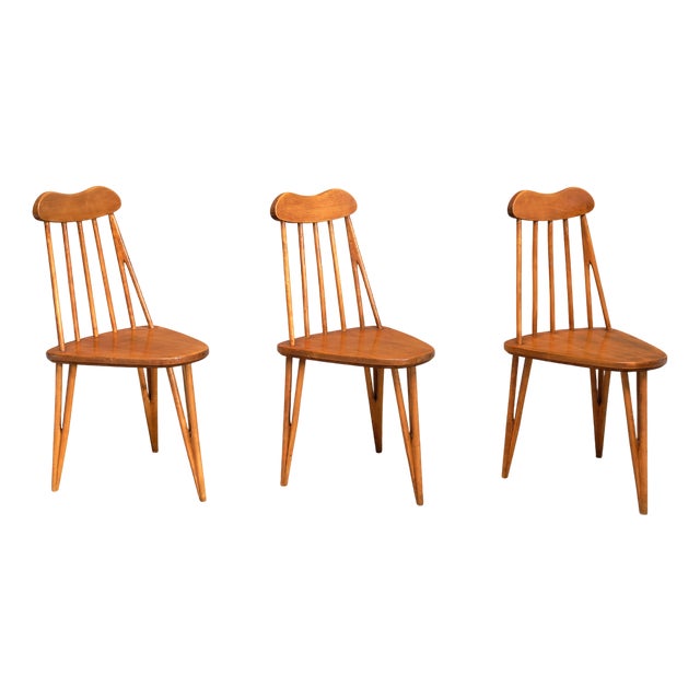 Bo Fjaestad Three-Legged Birch Chairs, Sweden, 1955, Set of 3 For Sale
