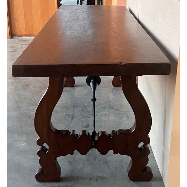 18th Dining or Console Table of Walnut with Lyre Legs and Heavy Top, Spain For Sale - Image 10 of 18