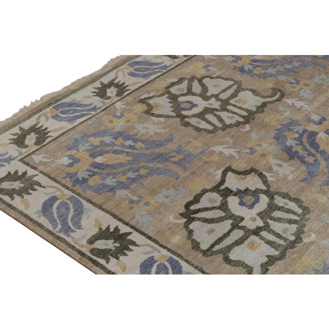 2010s Rug & Kilim’s Classic Style Rug in Brown With Beige and Blue Floral Patterns For Sale - Image 5 of 7