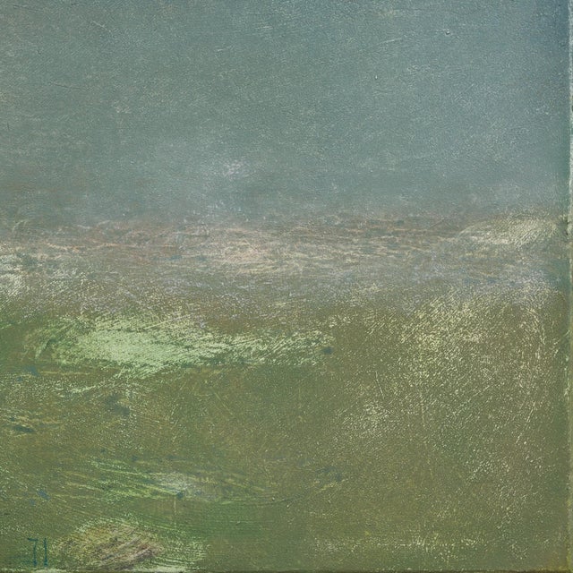 Textile Awh 352 - Dreamy Abstract Landscape Original Minimalist Colorfield Oil Painting on Canvas For Sale - Image 7 of 9