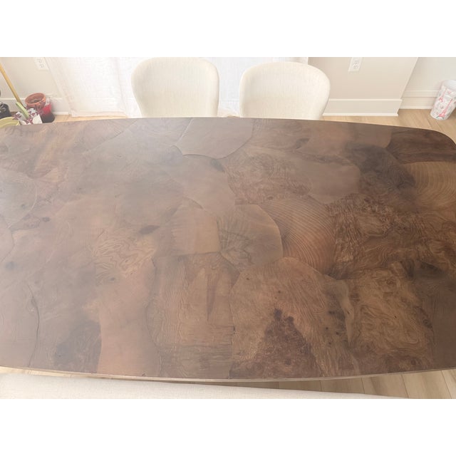 Wood Arhaus Dining Table With 4 Upholstered Chairs + Bench in Excellent Condition For Sale - Image 7 of 14