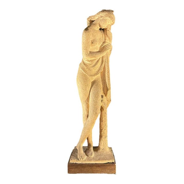 Draped Nude Woman Terracotta Sculpture by Alphonse Darville, 1959 For Sale - Image 13 of 13