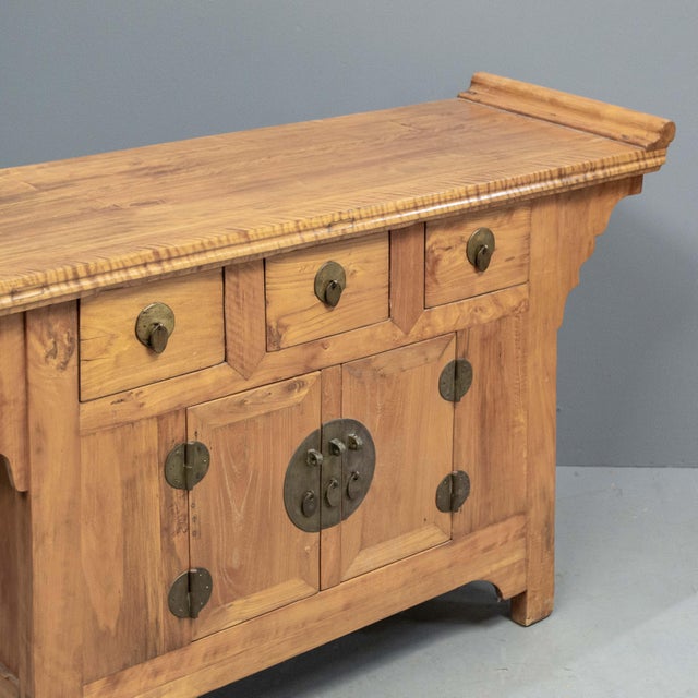 Late 20th Century Late 20th Century Chinese Elm & Mixed Hardwood Console / Sideboard For Sale - Image 5 of 14