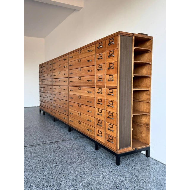 Monumental 13-Foot Antique Apothecary Haberdashery Cabinet (63 Drawers) For Sale - Image 14 of 17