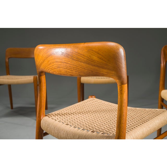 Tan Danish Teak Model 75 Dining Chairs by Niels Møller, 1960s, Set of 8 For Sale - Image 8 of 18