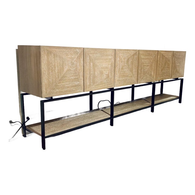 Revelation Organic Modern Cerused Oak Finished Trapezoid Cabinet For Sale