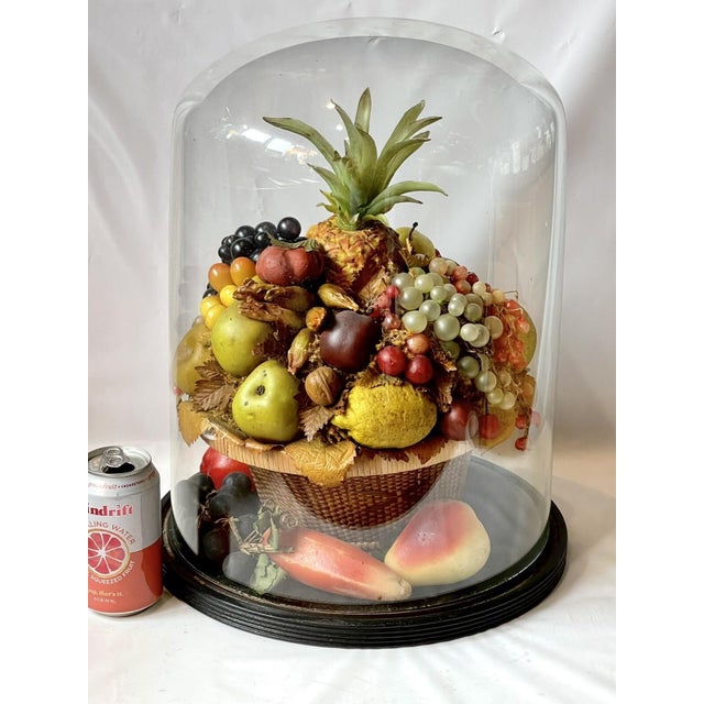 Here is a rare large antique folk art Victorian wax lifelike creation made entirely of wax under large antique glass dome...