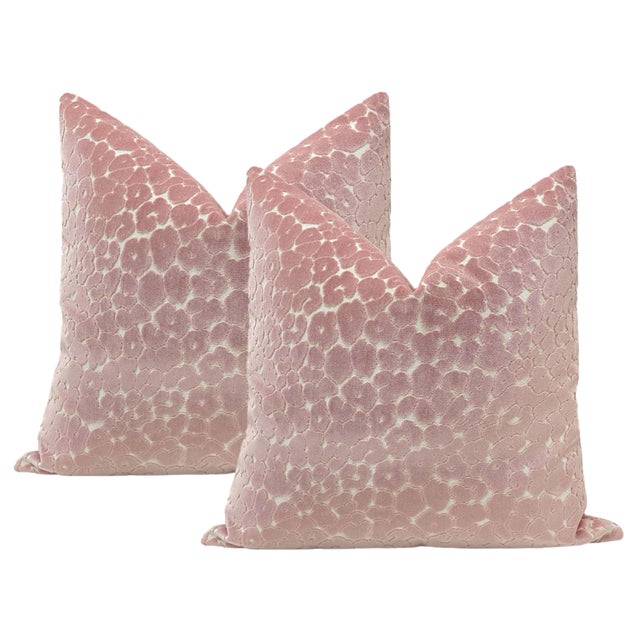 Not Yet Made - Made To Order 22" Pink Peony Leopard Cut Velvet Pillows - a Pair For Sale - Image 5 of 5