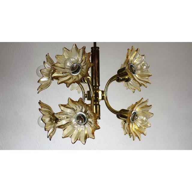 Vintage Hanging Light in Brass and Glass from Sische Leuchten, 1970s For Sale - Image 6 of 15