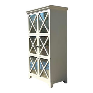 Vintage Hollywood Regency White X Armoire For Sale