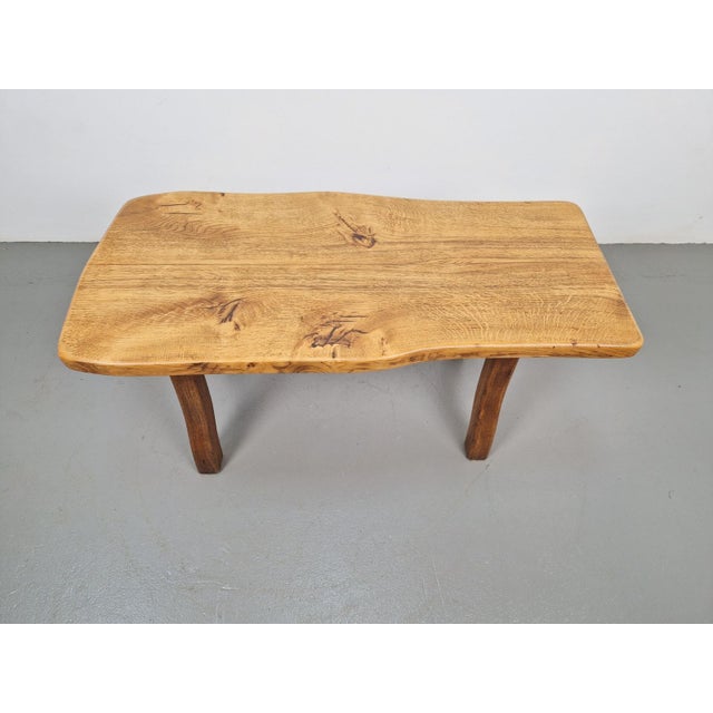 Vintage brutalist tree trunk bench side table side table oak mid century 1960 Origin France, beautiful for planting, for...