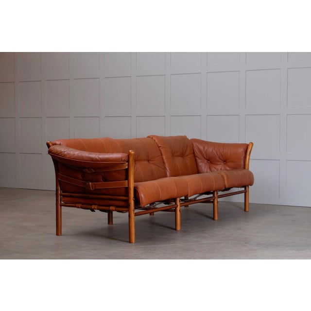 Model Indra 3-Seater Leather Sofa by Arne Norell for Arne Norell AB, 1970s For Sale - Image 3 of 10