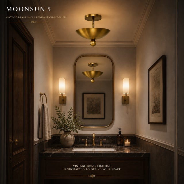 Bring timeless elegance into your home with this handcrafted scalloped brass flush mount ceiling light — a perfect blend...