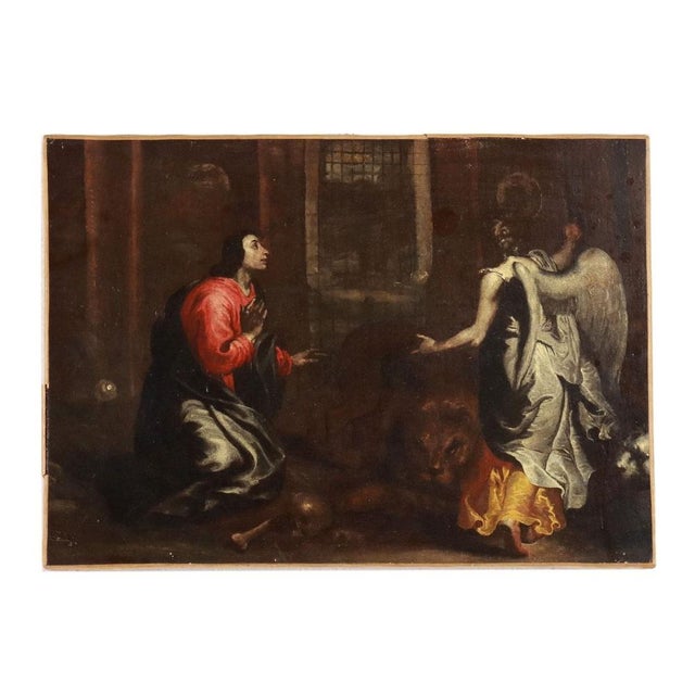 Italian Artist, Daniel in the Lions' Den, Oil on Canvas, Framed For Sale - Image 12 of 13
