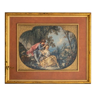 Vintage François Boucher “Spring” Print in Ornate Gilt Wood Frame For Sale
