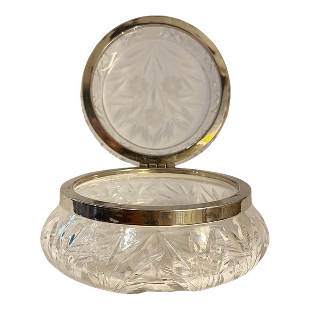 Early 20th Century Large Cut Glass Vanity Jar For Sale