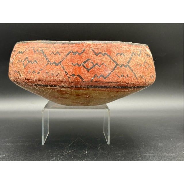Peruvian Shapido Conido Style Polychrome Red Clay Pottery Vessel For Sale - Image 4 of 16