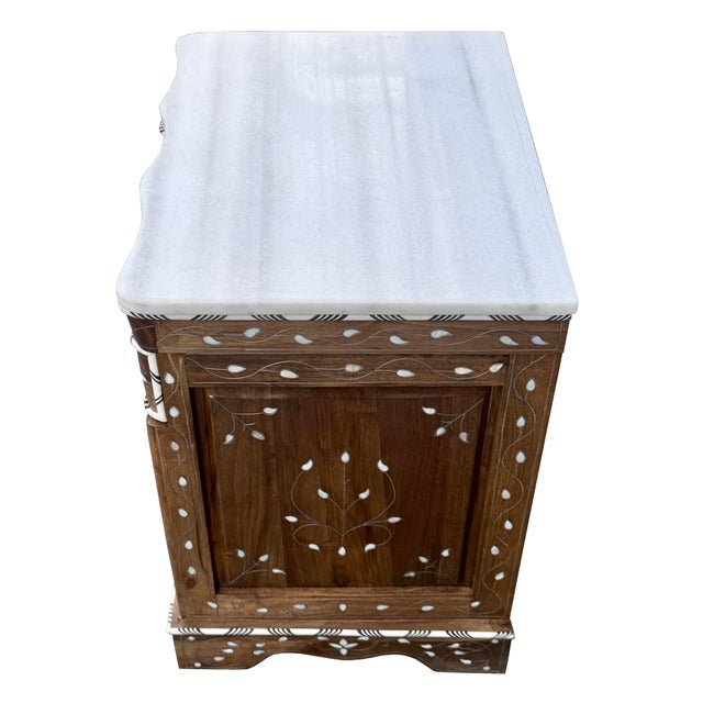 1990s Pair of Vintage Mother of Pearl Inlaid Nightstands For Sale - Image 5 of 6