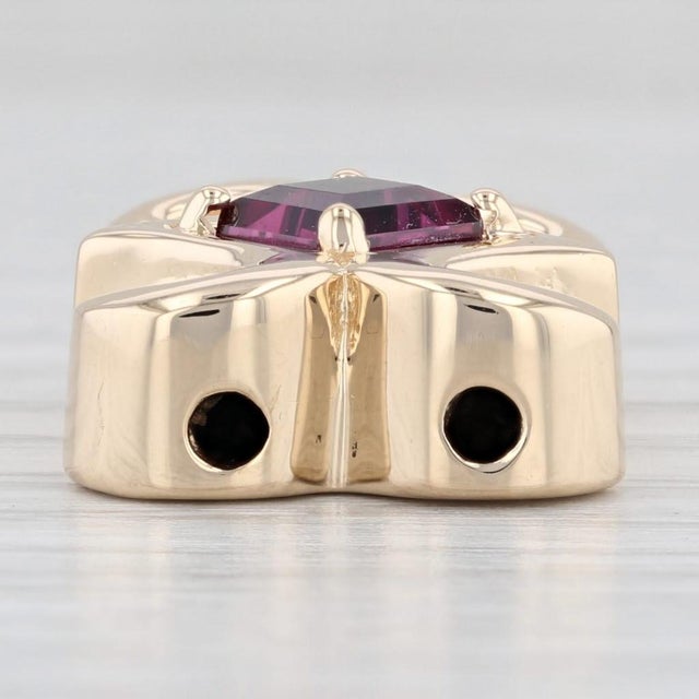 Gemstone Information: - Natural Garnet - Carats - 1.25ct (6 x 6 mm) Cut - Square Color - Dark Red Metal: 14k Yellow Gold...