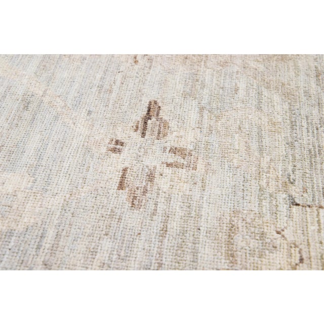Textile Gray Modern Handmade Floral Oushak Style Wool Rug For Sale - Image 7 of 8