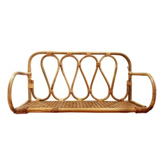 Vintage Rattan Wall Shelf, 1970s For Sale