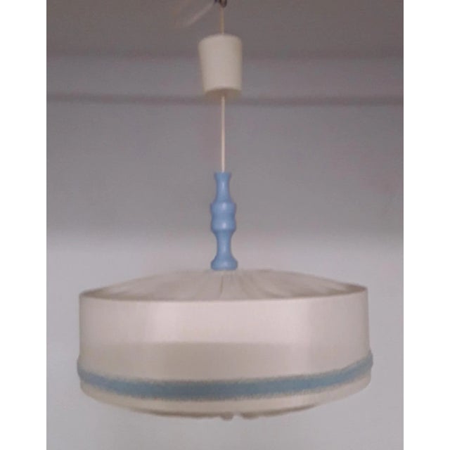1970s German Fabric & Wood Ceiling Lamp, 1970s For Sale - Image 5 of 5