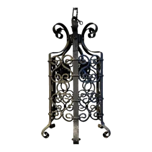 1920s American Lafayette Hughes Mansion Wrought Iron Three-Light Pendant Lantern