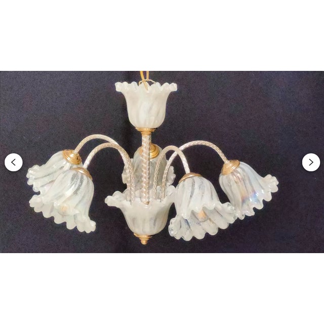 Art Deco Hollywood Regency Murano Glass Chandelier, 1980s For Sale - Image 6 of 7