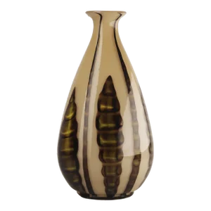 Early 20th Century Art Déco Czech Glazed Art Glass Bulbous Vase Decorated With Plant Motifs