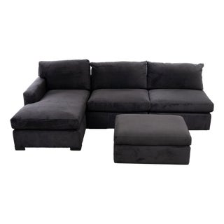 Modern Dark Velvet Upholstered Modular Sofa For Sale