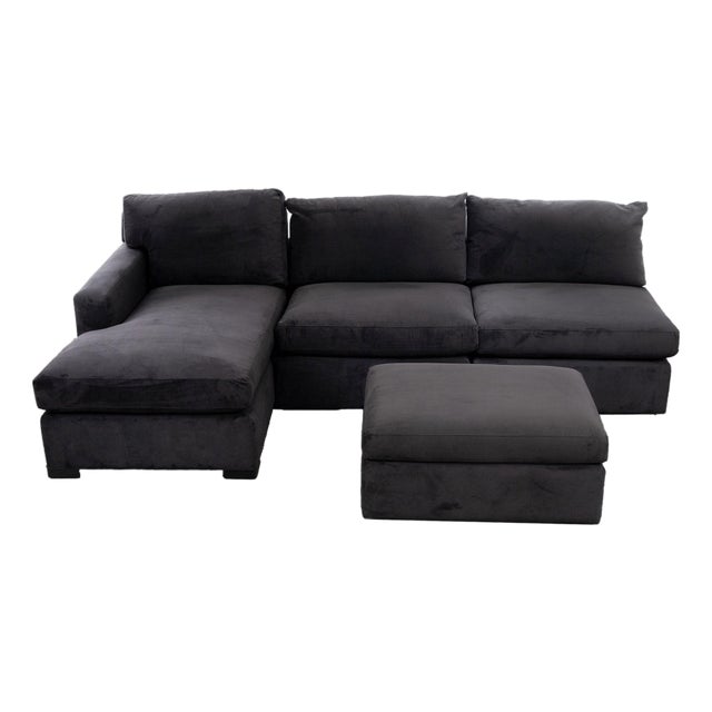 Modern Dark Velvet Upholstered Modular Sofa For Sale