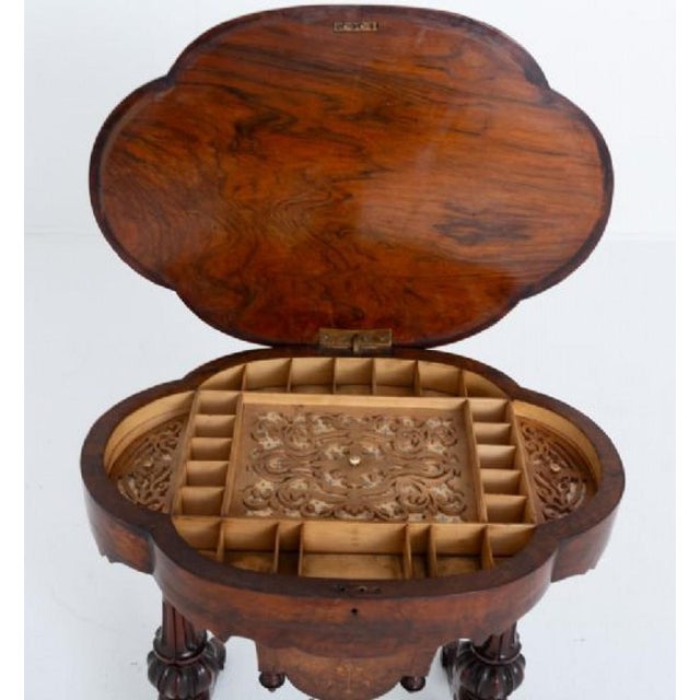 Brown Victorian Sewing Table in Burr Walnut, 1860s For Sale - Image 8 of 10