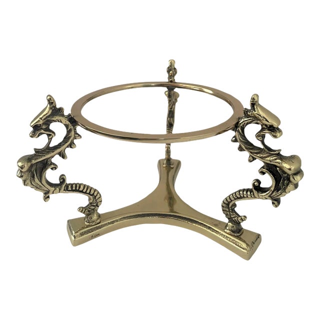 1940s Brass Display Stand Renaissance Revival 4" Opening For Sale