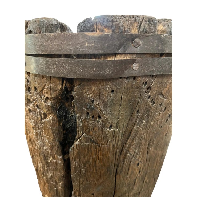 Tribal Large 19th Century Wooden Mortar For Sale - Image 3 of 6