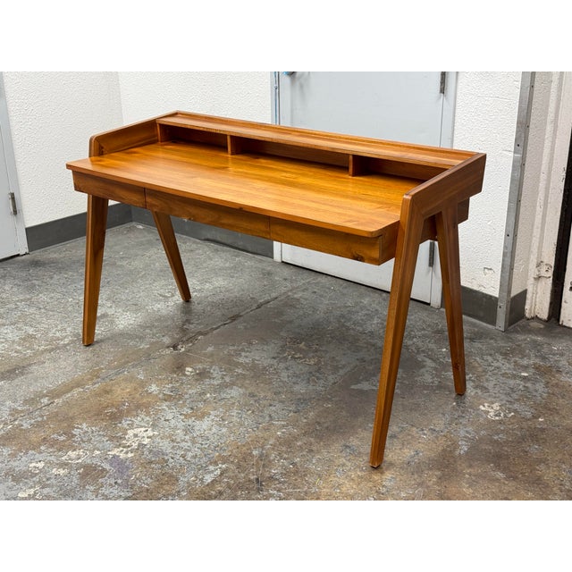 Brown Cb2 Drommen Acacia Wood Desk For Sale - Image 8 of 12