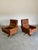 Brown Mid Century Caramel Leather and Beech Swivel Chairs, Baseball Glove Stitching, 2 Pieces For Sale - Image 8 of 10