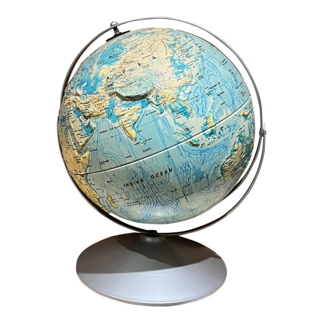 1990s Nystrom Sculptural Raised Relief World Globe For Sale
