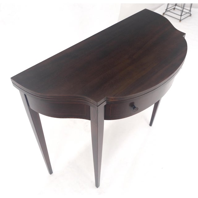 Flip Top Mahogany One Drawer Console Game Sofa Breakfast Top MINT For Sale - Image 6 of 18