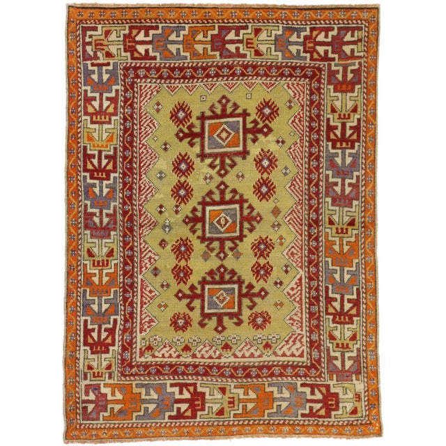 Textile Vintage Turkish Oushak Throw Rug - 03'07 X 04'11 For Sale - Image 7 of 7